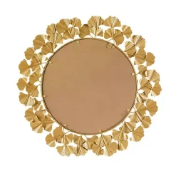 Kirklands Home Decorative Mirrors|Gold Foil Leaf Framed Round Wall Mirror