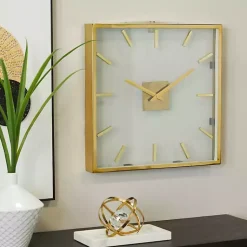 Kirklands Home Clocks|Gold Frame & Clear Face Wall Clock