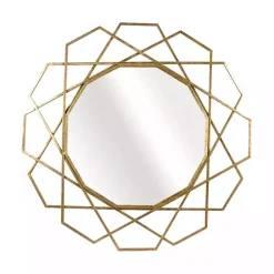 Kirklands Home Decorative Mirrors|Gold Geometric Frame Wall Mirror