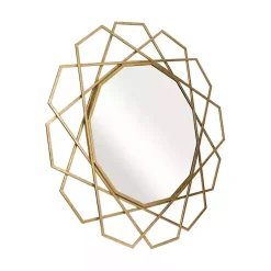 Kirklands Home Decorative Mirrors|Gold Geometric Frame Wall Mirror