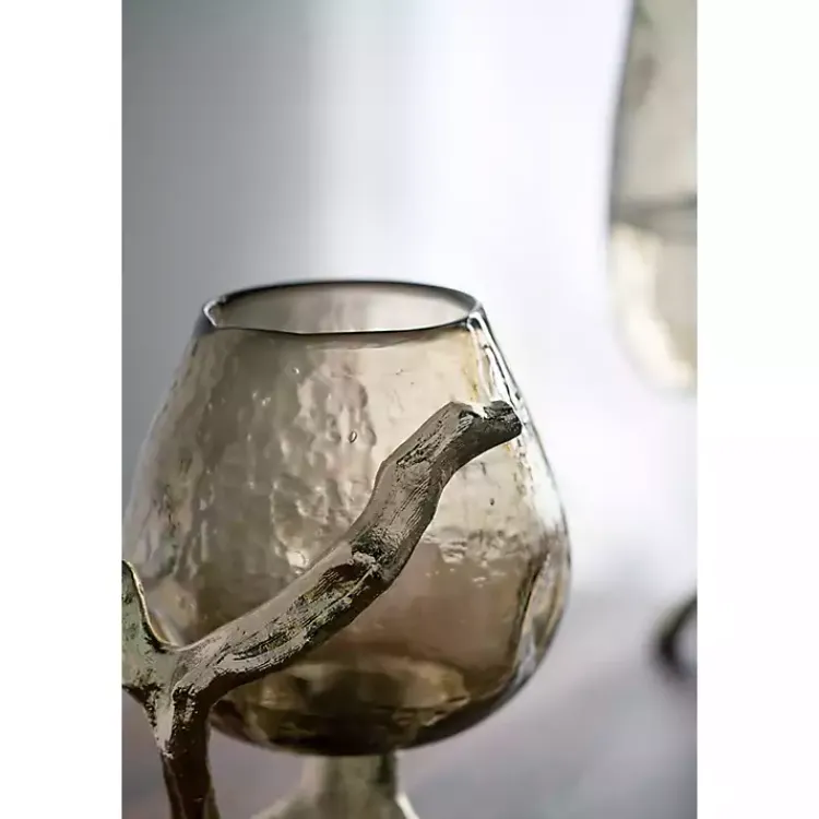 Sale Glass and Metal Driftwood Candle Holder Candle Holders