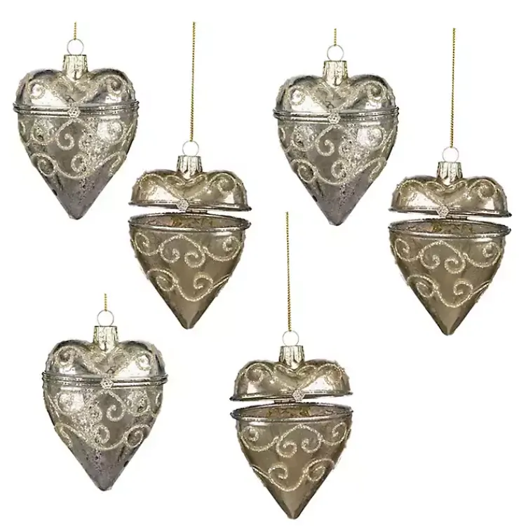 Best Glass Heart Box Christmas Ornaments, Set of 6 Christmas Ornaments