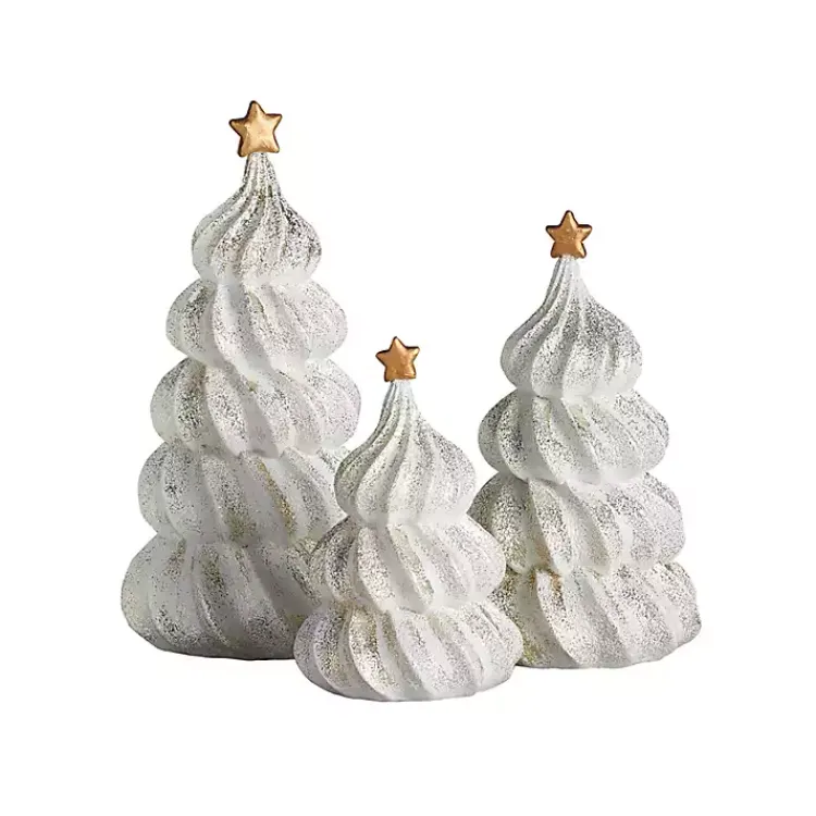 Best Gold Glitter Meringue Christmas Trees, Set of 3 Christmas Decorations