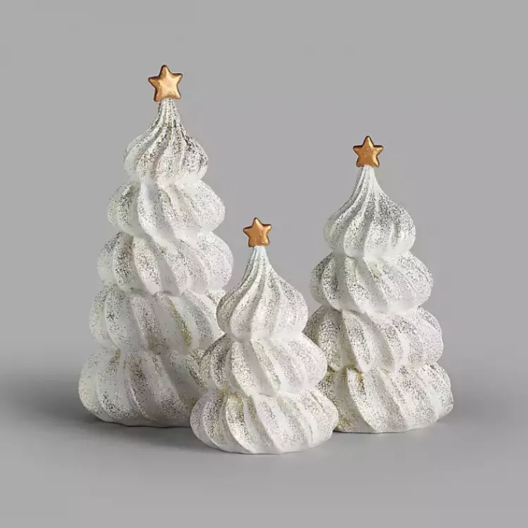 Best Gold Glitter Meringue Christmas Trees, Set of 3 Christmas Decorations