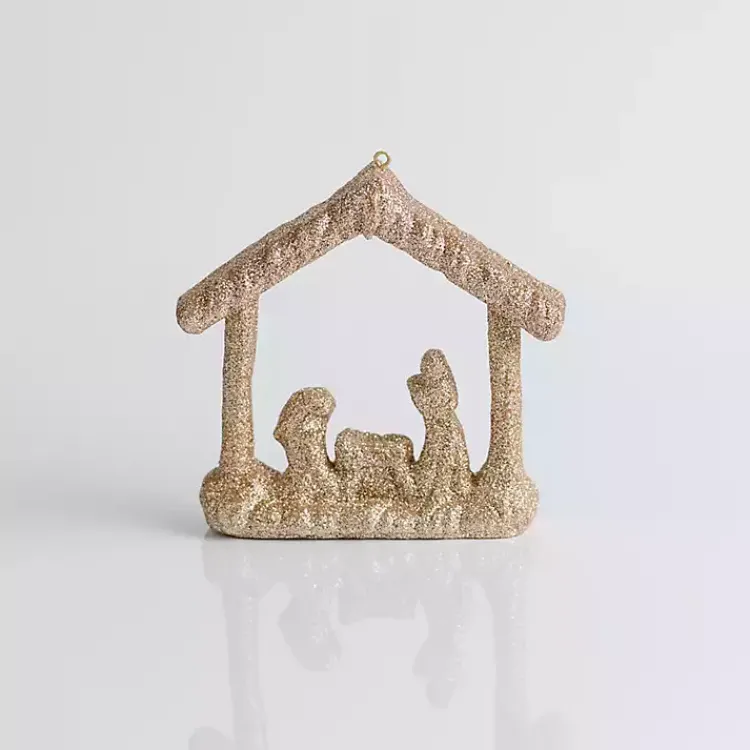 Clearance Glitter Nativity Scene Christmas Ornament Christmas Ornaments