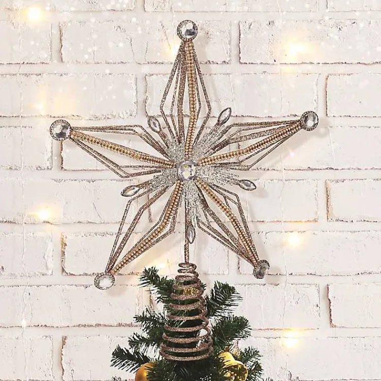 Hot Glittery Bejewelled Star Tree Topper Christmas Tree Decorations