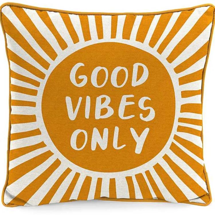 Kirklands Home Outdoor Cushions & Pillows|Gold Good Vibes Only Sunny Outdoor Pillow