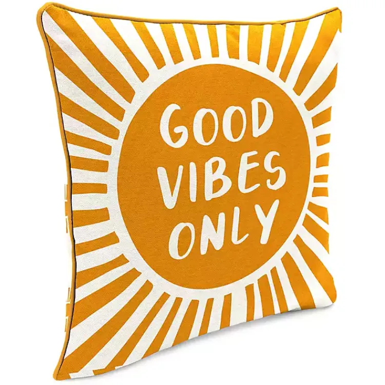 Kirklands Home Outdoor Cushions & Pillows|Gold Good Vibes Only Sunny Outdoor Pillow