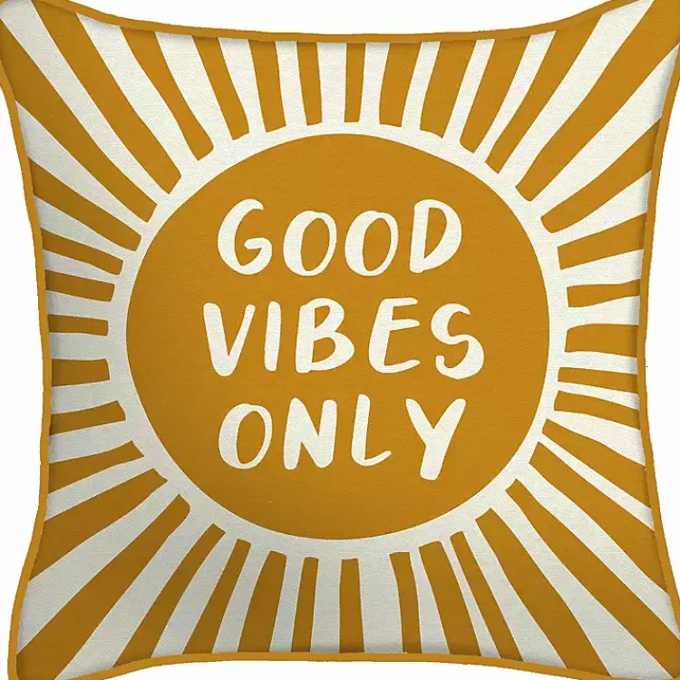 Kirklands Home Outdoor Cushions & Pillows|Gold Good Vibes Only Sunny Outdoor Pillow