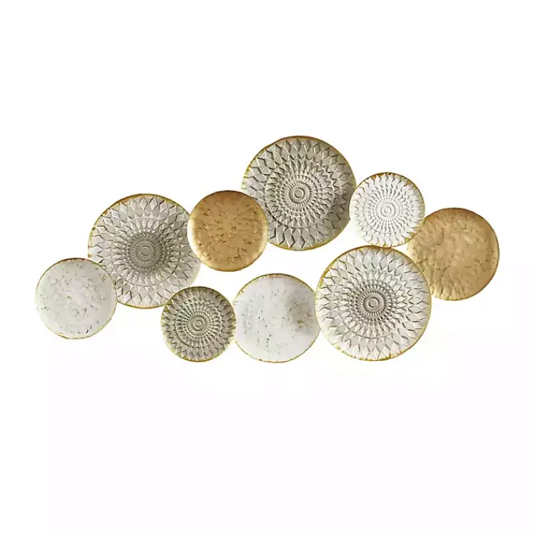 Kirklands Home Wall Plaques|Gray White Metal Connected Circle Wall Plaque Gold