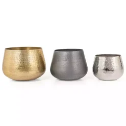 Kirklands Home Planters|Hammered Metal Retta Planter Gold