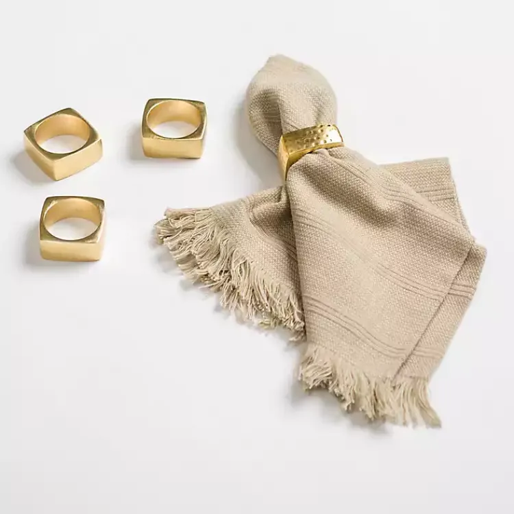 Kirklands Home Table Linens|Hammered Napkin Rings, Set of 4 Gold