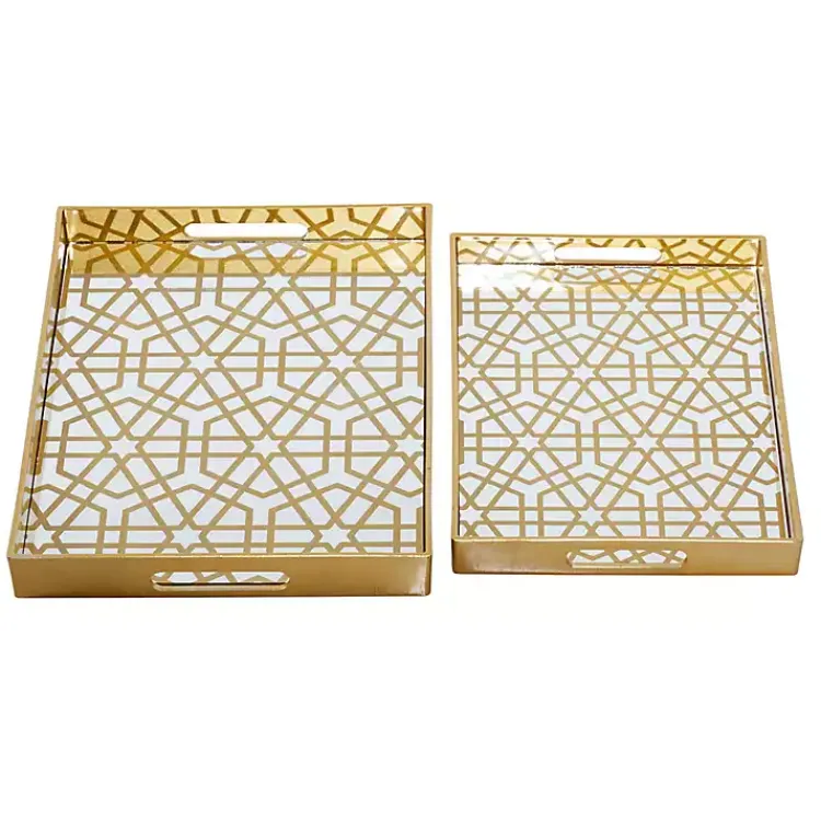 Hexagon Large Print 2-pc. Tray Set Decorative Trays