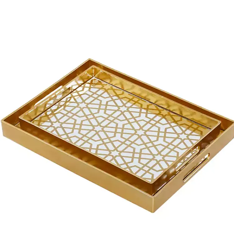 Hexagon Large Print 2-pc. Tray Set Decorative Trays