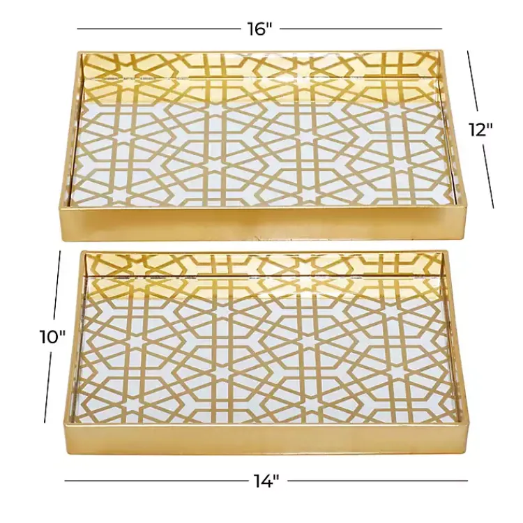 Hexagon Large Print 2-pc. Tray Set Decorative Trays