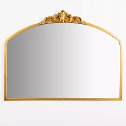 Kirklands Home Decorative Mirrors|Gold Lana Half Arch Ornate Wall Mirror