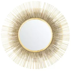 Kirklands Home Decorative Mirrors|Gold Layered Burst Frame Round Wall Mirror