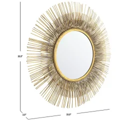 Kirklands Home Decorative Mirrors|Gold Layered Burst Frame Round Wall Mirror