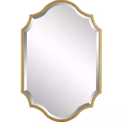 Kirklands Home Decorative Mirrors|Gold Leaf Curved Metal Wall Mirror