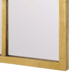 Kirklands Home Decorative Mirrors|Gold Leaf Metal Windowpane Arch Frame Mirror