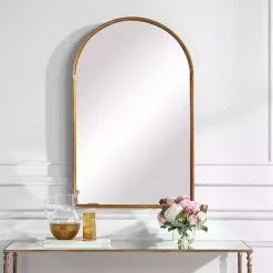 Kirklands Home Decorative Mirrors|Gold Leaf Thin Arch Frame Mirror