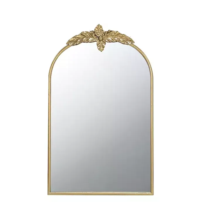 Kirklands Home Decorative Mirrors|Gold Leaves Arched Wall Mirror, 24x36 in.