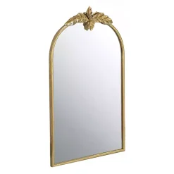 Kirklands Home Decorative Mirrors|Gold Leaves Arched Wall Mirror, 24x36 in.