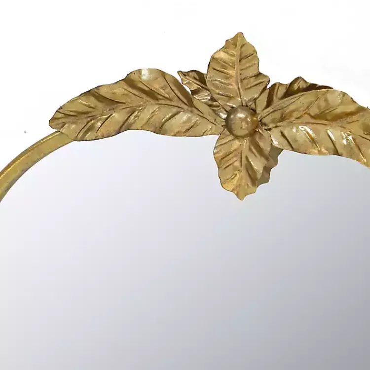 Kirklands Home Decorative Mirrors|Gold Leaves Arched Wall Mirror, 24x36 in.