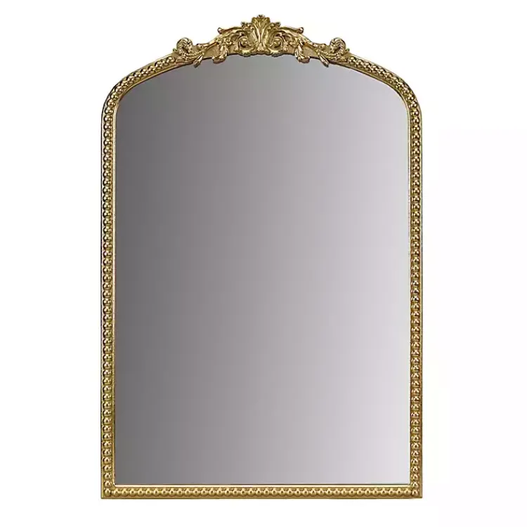 Kirklands Home Decorative Mirrors|Gold Lilbeth Baroque Beaded Wall Mirror