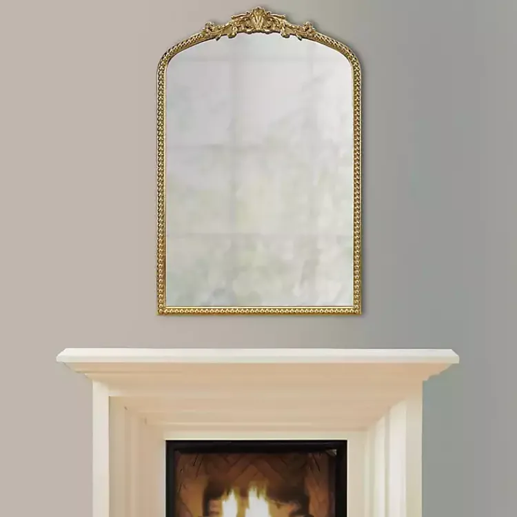 Kirklands Home Decorative Mirrors|Gold Lilbeth Baroque Beaded Wall Mirror