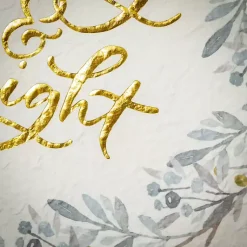 Gold Merry and Bright Round Framed Art Print Christmas Decorations