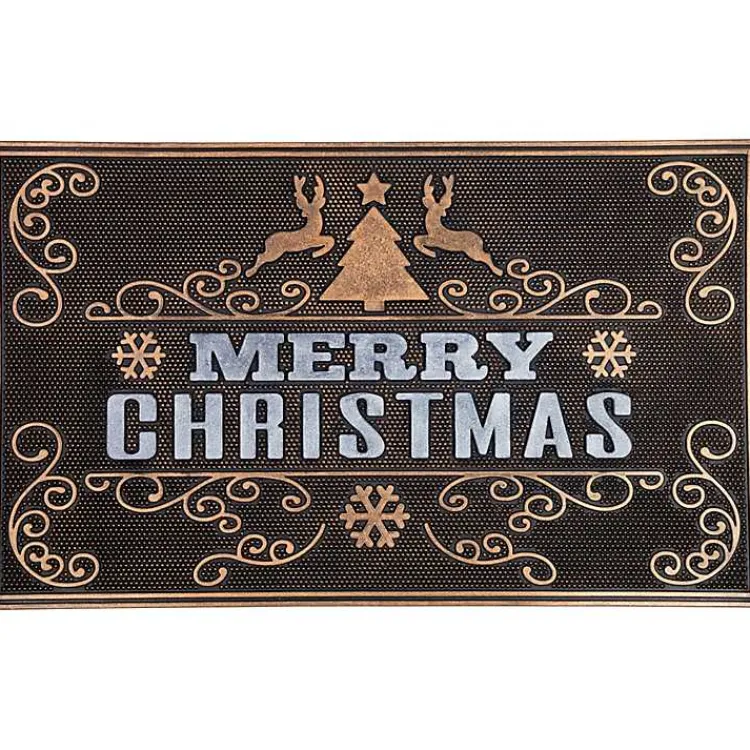 Sale Gold Merry Christmas Rubber Doormat Outdoor Christmas Decorations