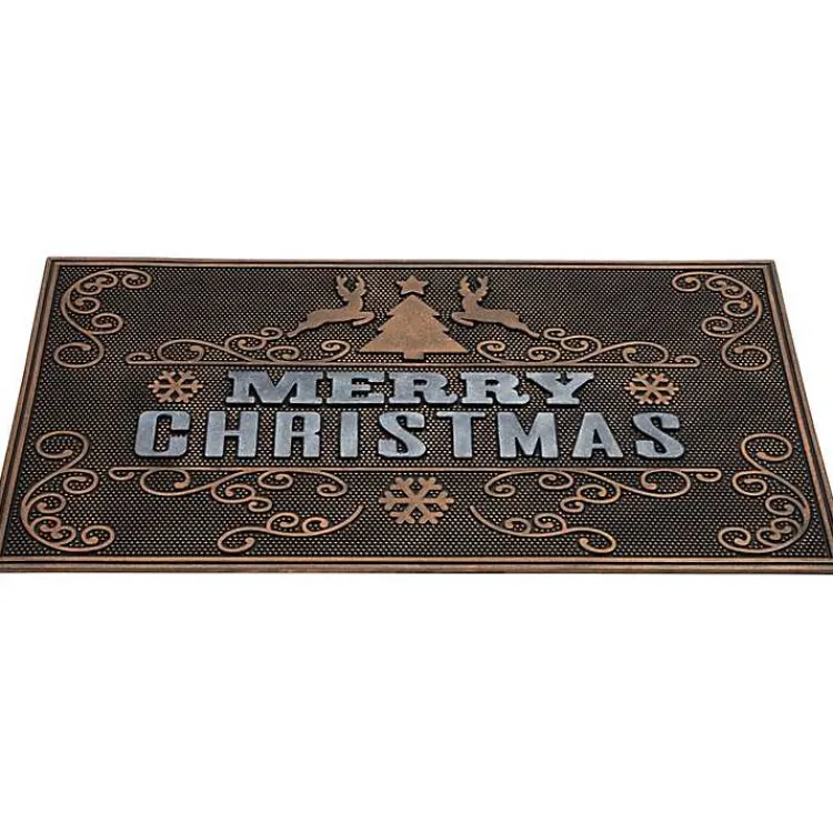 Sale Gold Merry Christmas Rubber Doormat Outdoor Christmas Decorations