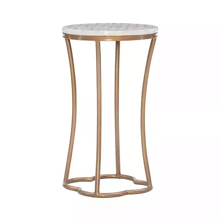 Kirklands Home Accent & End Tables|Gold Metal and Capiz Shell Top Accent Table