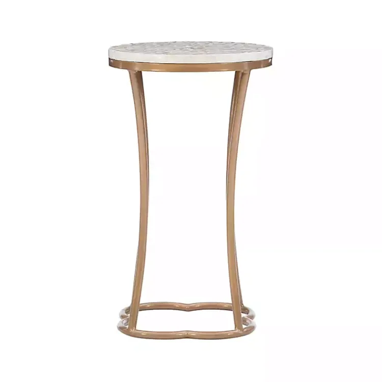Kirklands Home Accent & End Tables|Gold Metal and Capiz Shell Top Accent Table
