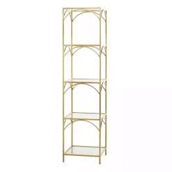 Kirklands Home Bookshelves|Metal and Clear Glass 4-Tier Shelf Gold