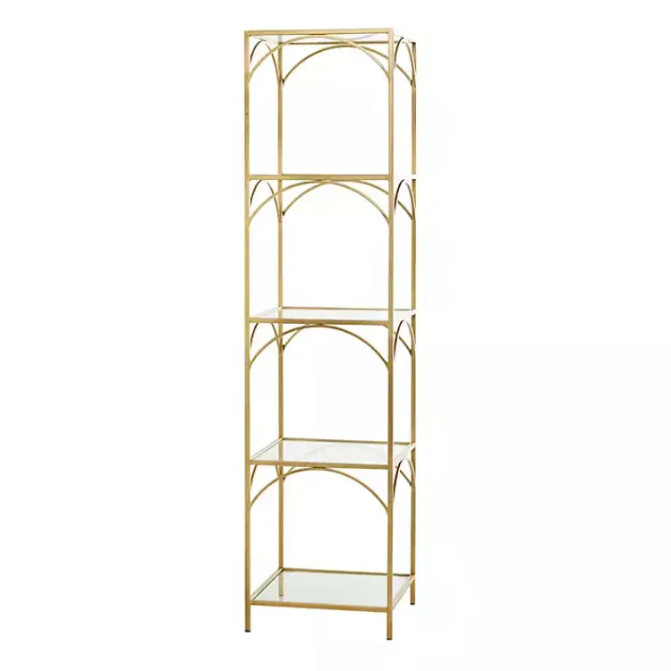 Kirklands Home Bookshelves|Metal and Clear Glass 4-Tier Shelf Gold