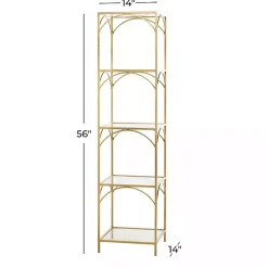 Kirklands Home Bookshelves|Metal and Clear Glass 4-Tier Shelf Gold