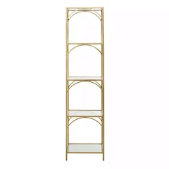 Kirklands Home Bookshelves|Metal and Clear Glass 4-Tier Shelf Gold