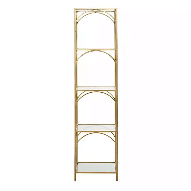 Kirklands Home Bookshelves|Metal and Clear Glass 4-Tier Shelf Gold
