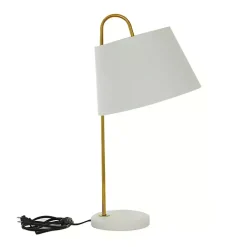 Kirklands Home Table Lamps|Gold Metal and Faux Silk Shade Table Lamp White