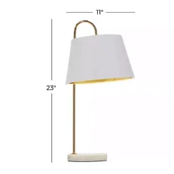 Kirklands Home Table Lamps|Gold Metal and Faux Silk Shade Table Lamp White