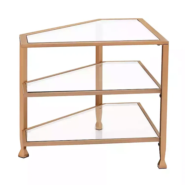 Kirklands Home Tv Stands & Media Consoles|Metal and Glass Corner TV Stand Gold