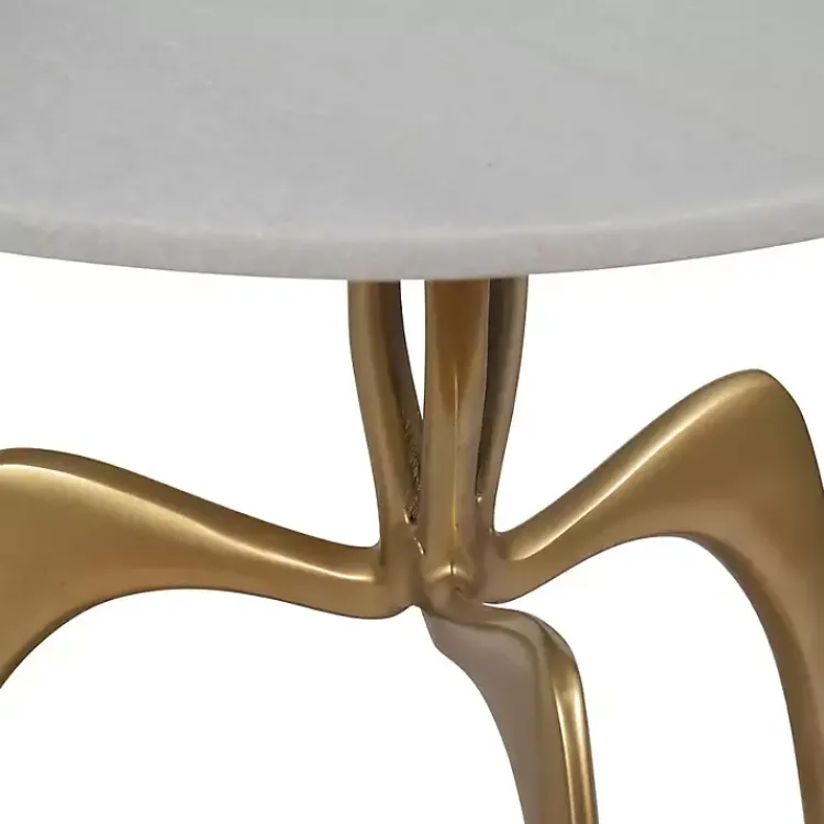 Kirklands Home Accent & End Tables|Gold Metal and Marble Modern Abstract Accent Table White