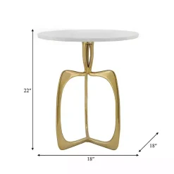 Kirklands Home Accent & End Tables|Gold Metal and Marble Modern Abstract Accent Table White