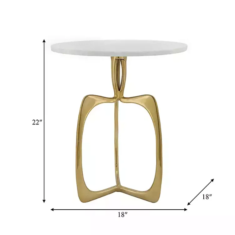 Kirklands Home Accent & End Tables|Gold Metal and Marble Modern Abstract Accent Table White