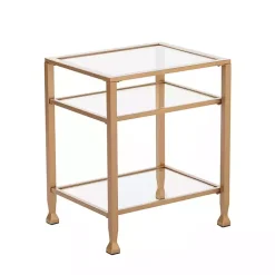 Kirklands Home Accent & End Tables|Metal and Tempered Glass Side Table Gold
