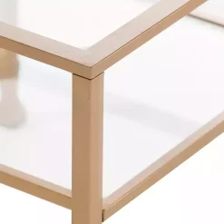 Kirklands Home Accent & End Tables|Metal and Tempered Glass Side Table Gold