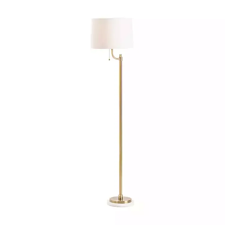 Kirklands Home Floor Lamps|Gold Metal and Marble Base Floor Lamp White