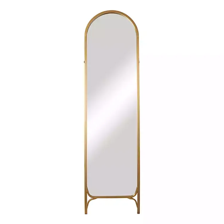 Kirklands Home Full Length & Floor Mirrors|Gold Metal Arch Leaner Mirror